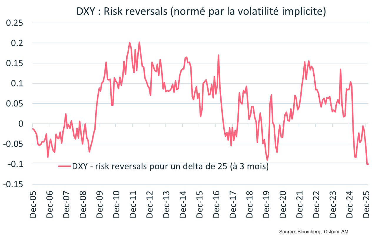DXY : Risk reversals (normé par la volatilité implicite)