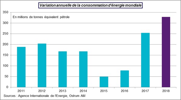 Variation annuelle de la consommation d'énergie mondiale